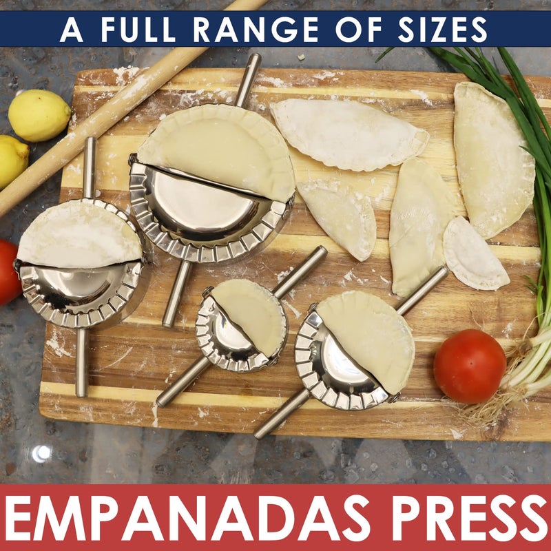KAYCROWN 3.25 Inch Empanada Press, Stainless Steel Dumpling Maker Dough Cutter Dumpling Mold for Empanada, Dumpling, Ravioli, Pierogi, Turnovers, Calzone (S: 3 1/4 inch) - Image 4